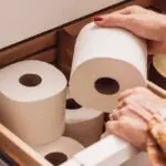 Toilet paper storage in bathroom drawer