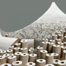 An image that depicts a mountainous landfill overflowing with discarded conventional toilet paper rolls, illustrating the immense waste generation and disposal challenges associated with traditional toilet paper
