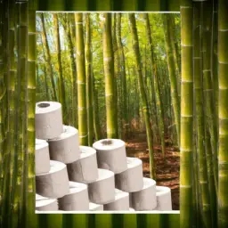 An image showcasing a serene bamboo forest, with sunlight filtering through the tall, slender stalks