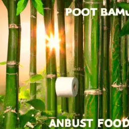 An image that depicts a lush bamboo forest, with sunlight streaming through the leaves, showcasing the natural beauty and sustainability of bamboo toilet paper