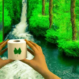 An image showcasing a lush, green forest with a serene river flowing through it