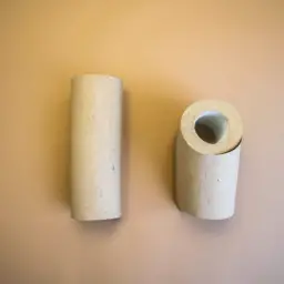 An image showcasing two toilet paper rolls side by side, one made from recycled materials and the other from bamboo fiber, highlighting their differences in texture, color, and environmental impact