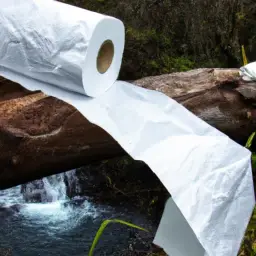 An image that showcases the wastefulness of traditional toilet paper, depicting overflowing landfills, deforestation, and water pollution caused by its production
