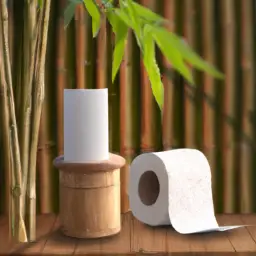 An image showcasing a serene bathroom setting with a bamboo forest backdrop