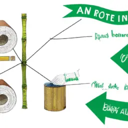 An image depicting a serene bamboo forest with a bamboo roll transforming into toilet paper, highlighting the eco-friendly benefits