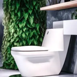 An image featuring a bathroom with a sleek, modern design, showcasing a futuristic bidet toilet seat as the focal point